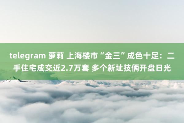 telegram 萝莉 上海楼市“金三”成色十足:二手住宅成交近2.7万套 多个新址技俩开盘日光
