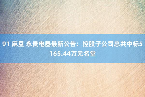 91 麻豆 永贵电器最新公告:控股子公司总共中标5165.44万元名堂