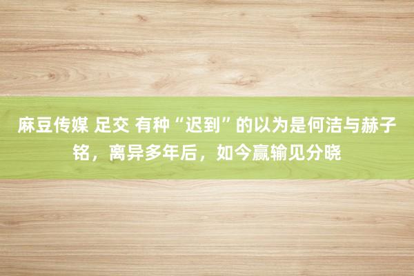 麻豆传媒 足交 有种“迟到”的以为是何洁与赫子铭，离异多年后，如今赢输见分晓