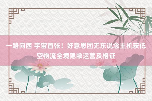 一路向西 宇宙首张！好意思团无东说念主机获低空物流全境隐敝运营及格证