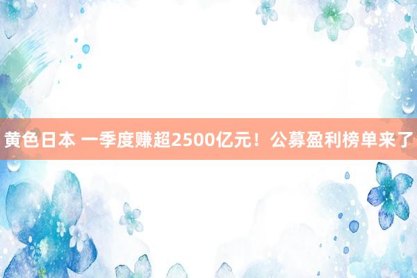 黄色日本 一季度赚超2500亿元！公募盈利榜单来了
